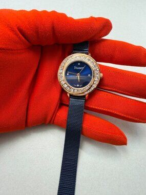 NWT Perfect for ? gift Stauer ladies Vellamo watch, box included NEW STAUER WATCH WOMENS WITH BOX BLACK GENUINE LEATHER  main image 3